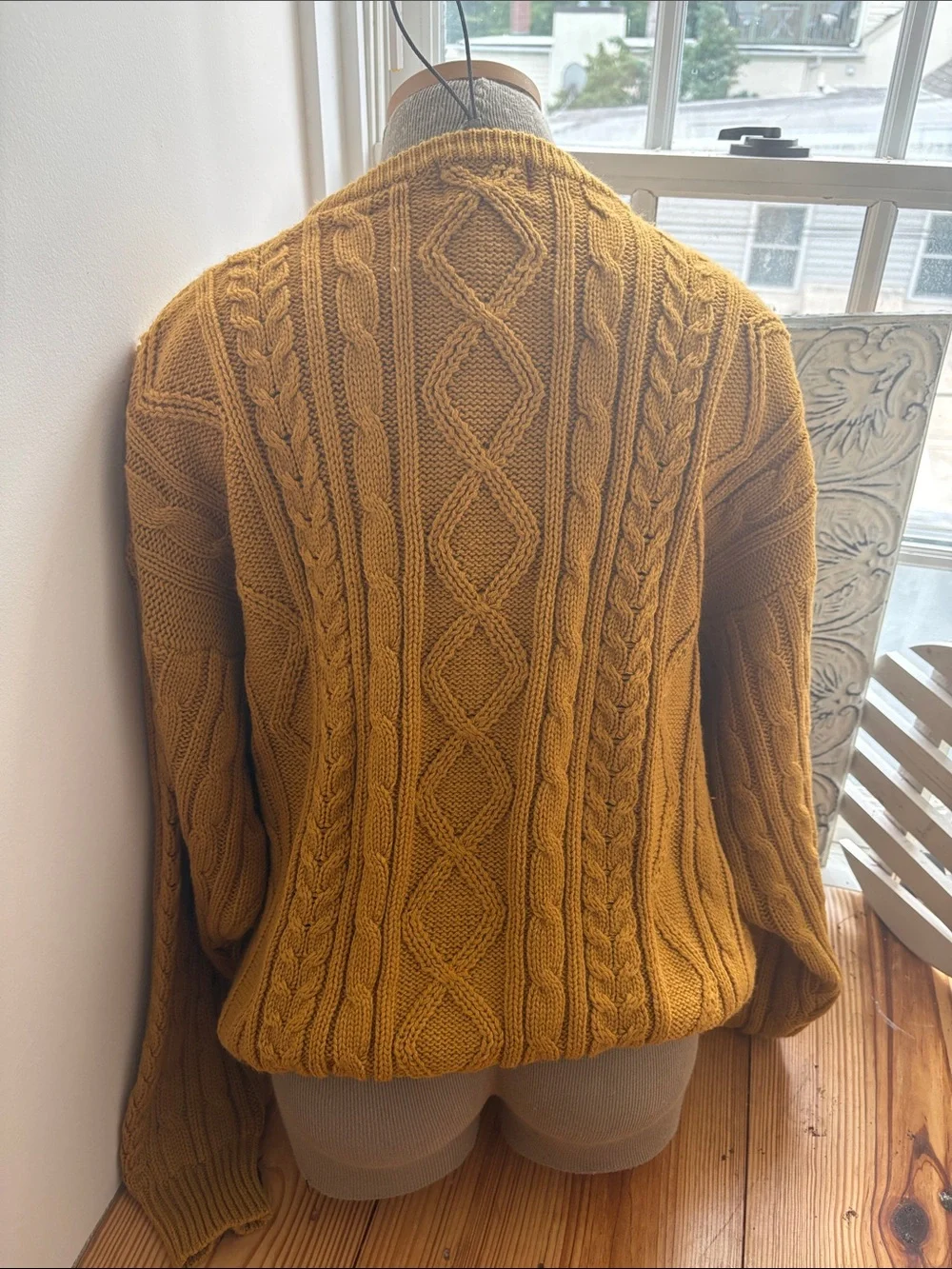 Vintage Mustard Cable Knit Chunky Sweater